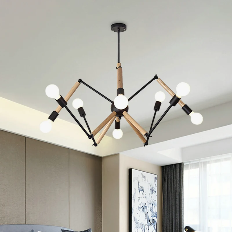Spider Shape Suspension Light 8/10/12/16-Head Contemporary Van metaal Chandelier Black/White Living Room Black