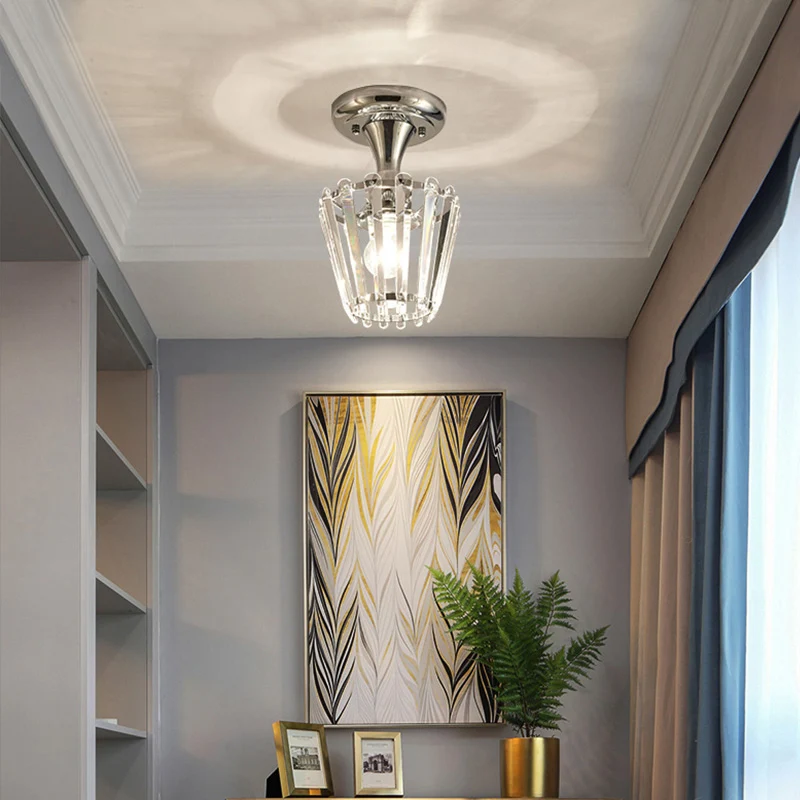 Spiral/Cone/Cylinder Kitchen Flush Light Eenvoudig Crystal 1 Light Chrome Ceiling Lighting Chrome