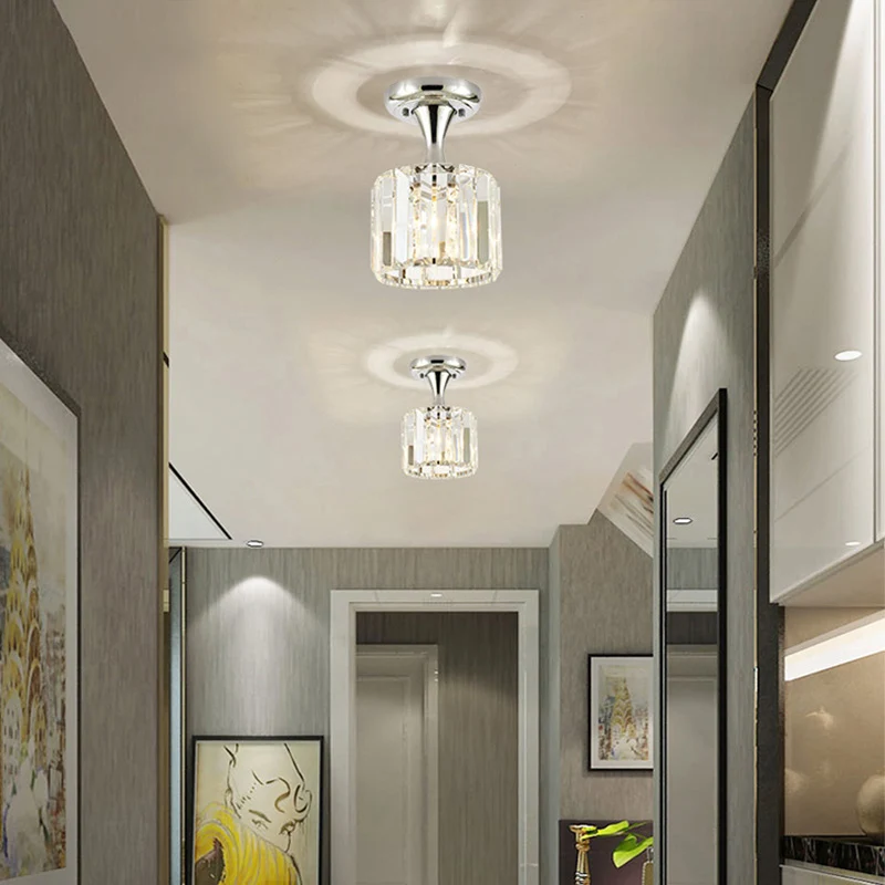 Spiral/Cone/Cylinder Kitchen Flush Light Eenvoudig Crystal 1 Light Chrome Ceiling Lighting Chrome