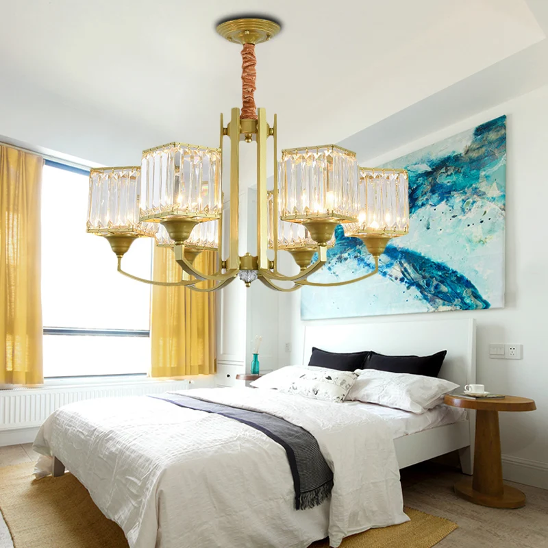 Sputnik Chandelier Pendant Light Minimalist Crystal 3/6/8 Lights Gouden Hanging Ceiling Light Living Room Gold