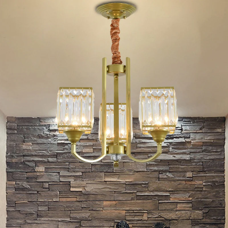 Sputnik Chandelier Pendant Light Strak Crystal 3/6/8 Lights Gold Hanging Ceiling Light Living Room Gold