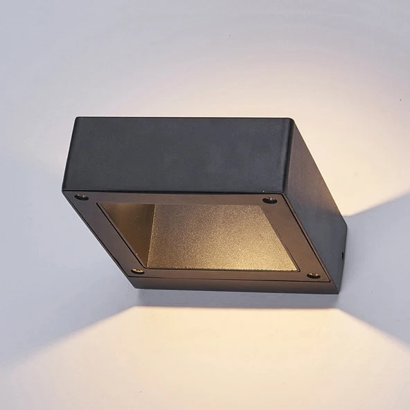 Square Shade Sconce Light Fixture Modern Stylish Lichtmetaal Warm/White Light LED Black Finish Wall Lighting Porch Black
