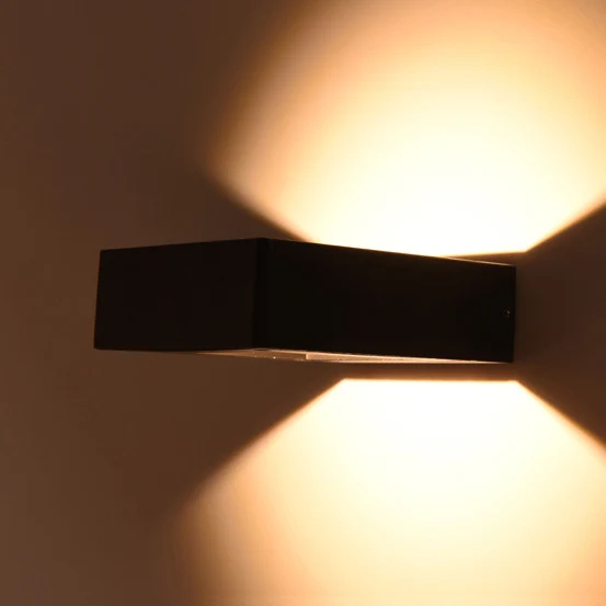Square Shade Sconce Light Fixture Modern Stylish Lichtmetaal Warm/White Light LED Black Finish Wall Lighting Porch Black