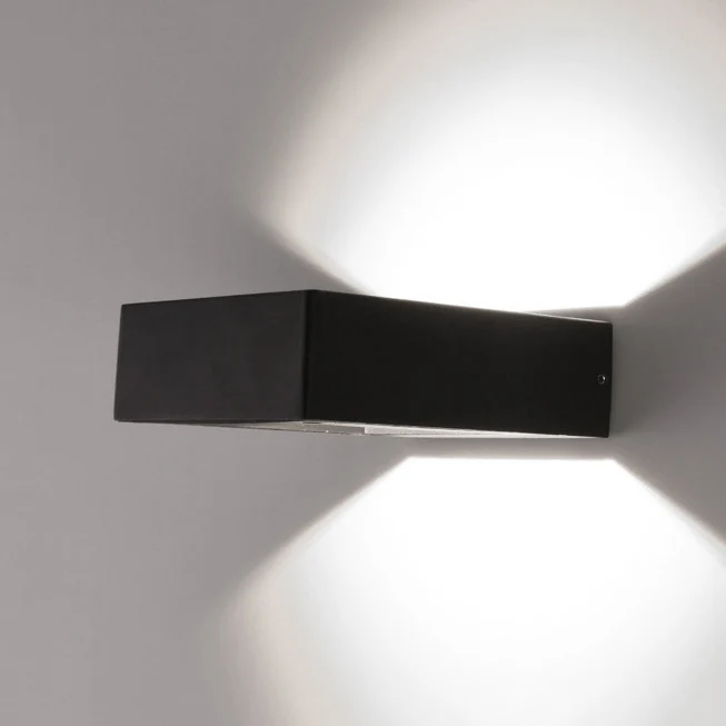 Square Shade Sconce Light Fixture Modern Stylish Aluminum Warm/White Light LED Koolzwart Finish Wall Lighting Porch Black