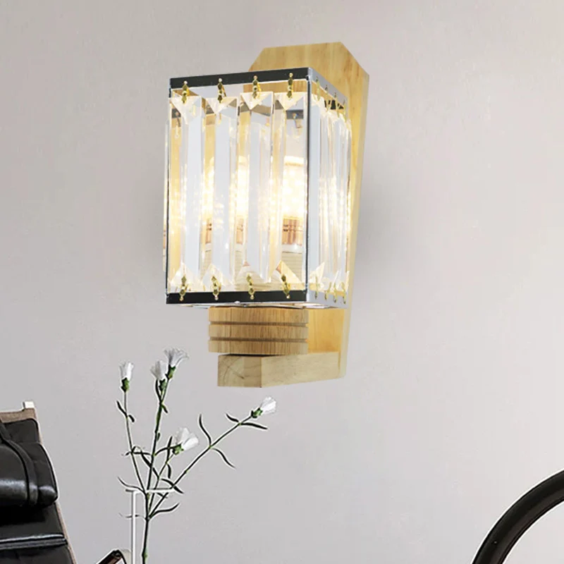 Square/Globe Clear Crystal Sconce Light Eenvoudig 1 Head Living Room Wall Lighting Fixture Clear