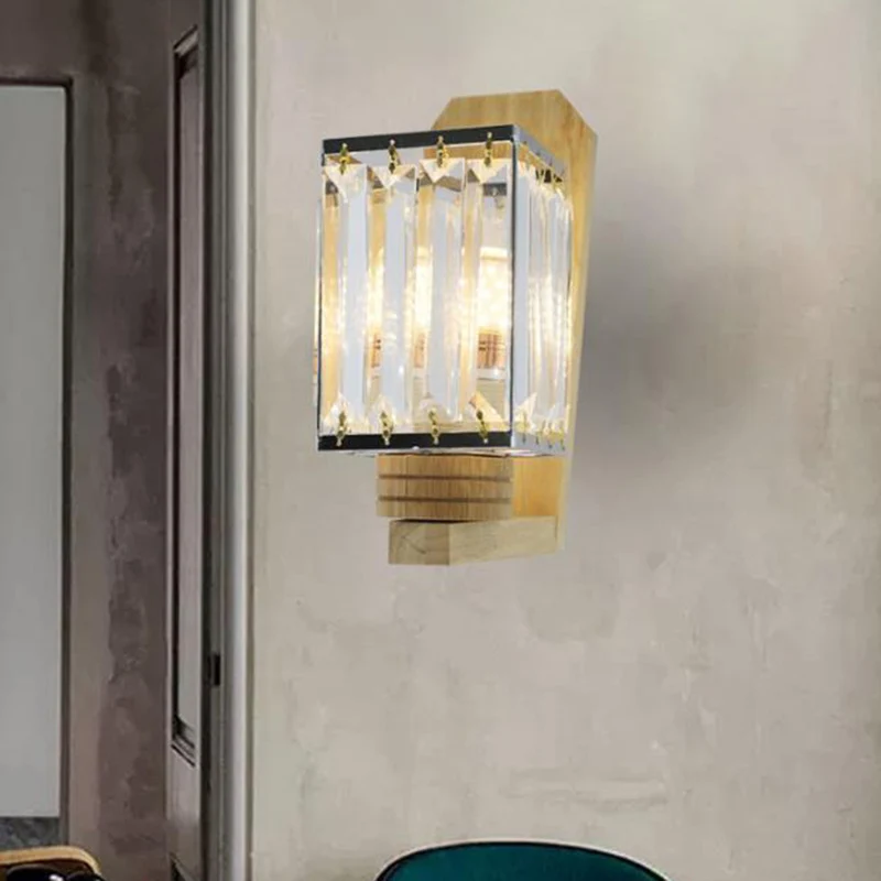 Square/Globe Clear Crystal Sconce Light Eenvoudig 1 Head Living Room Wall Lighting Fixture Clear
