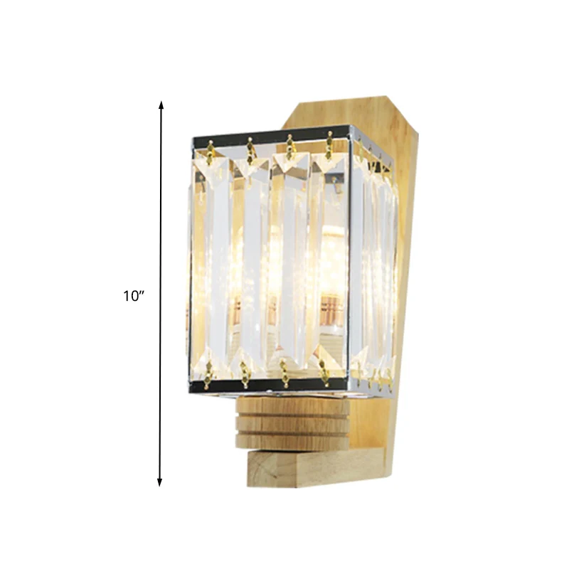 Square/Globe Helder Crystal Sconce Light Minimalist 1 Head Living Room Wall Lighting Fixture Clear