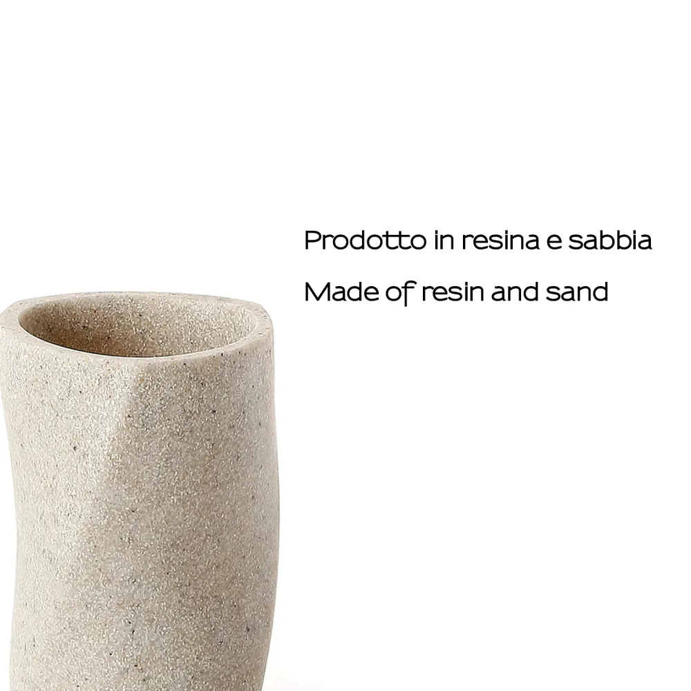Toothbrush holder resin and sand Gedy Libra series - Natuurtint