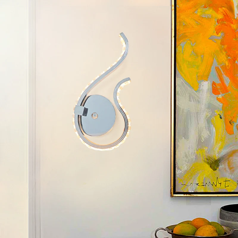 Twist Wall Light Sconce Modern Metal LED Bedside Wall Mounted Lamp Verchroomd, Warm/White Light Chrome