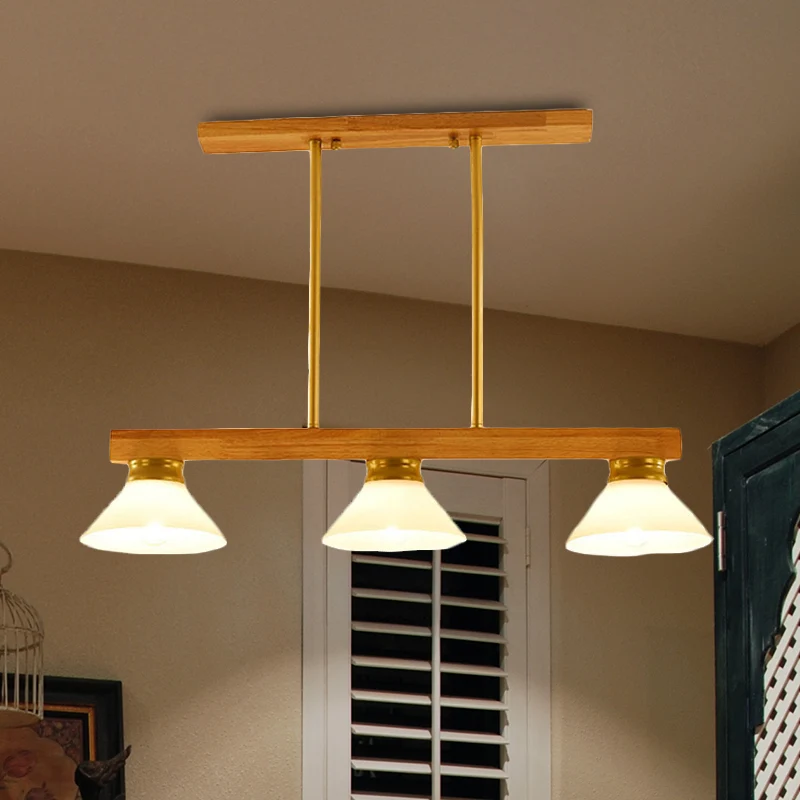 Van hout Cone Shade Island Chandelier 3/4 Heads Nordic Style Linear Pendant Light over Kitchen Island Black
