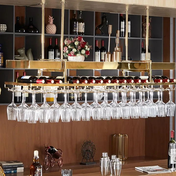 Verguld Metal Hanging Wine Holder Glass Holder & Storage Shelf 31l