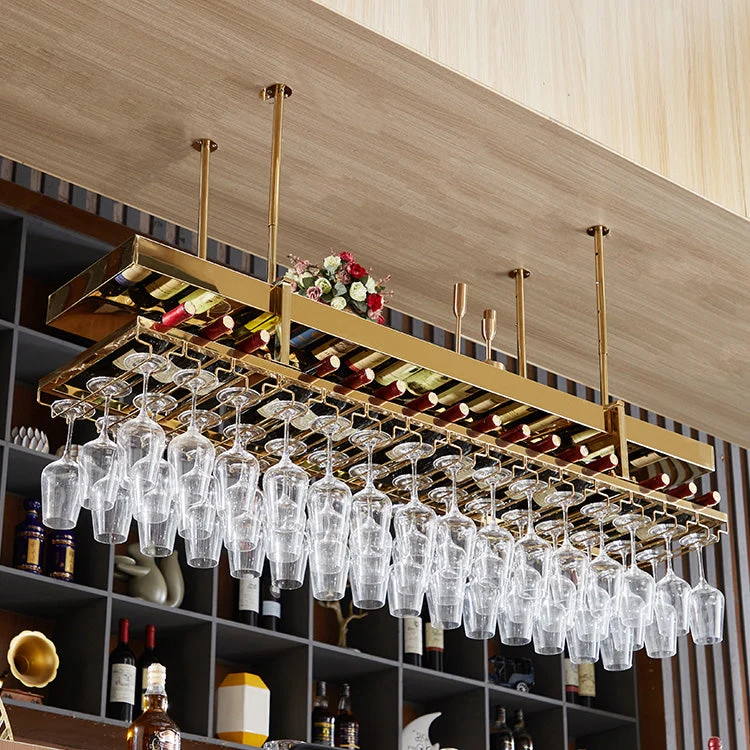 Verguld Metal Hanging Wine Holder Glass Holder & Storage Shelf 31l