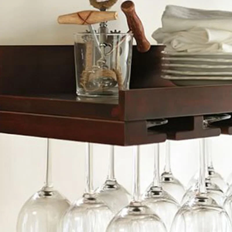 Wall Mounted Wooden Wine Bottle & Glaswerk Rack Mid-Century Modern Wine Holder White