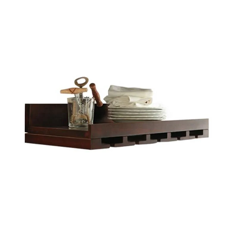 Wall Mounted Wooden Wine Bottle & Glaswerk Rack Mid-Century Modern Wine Holder White