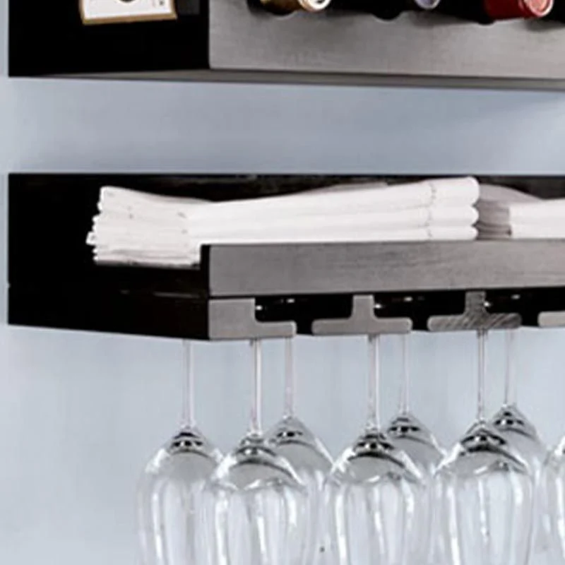Wall Mounted Wooden Wine Bottle & Glaswerk Rack Mid-Century Modern Wine Holder White