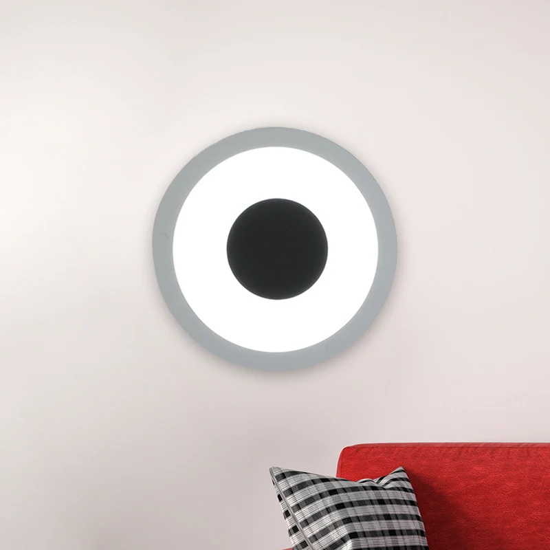 White and Black Circle Sconce Lighting Modernist LED Kunststof glas Wall Mounted Lamp Living Room White