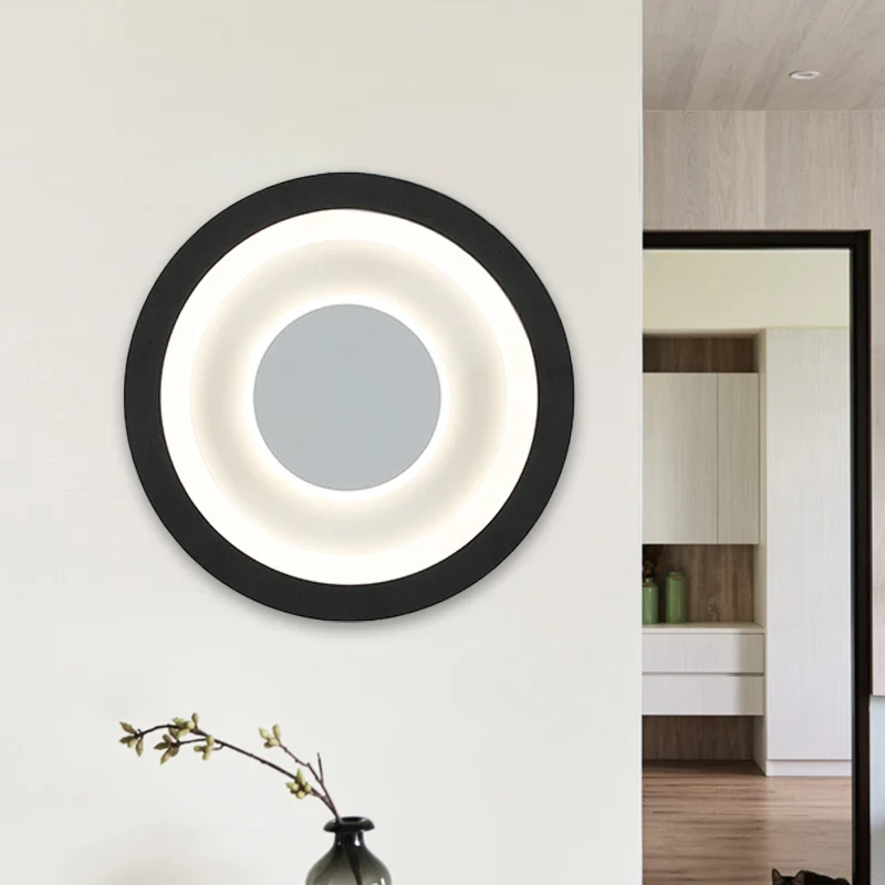 White and Black Circle Sconce Lighting Modernist LED Kunststof glas Wall Mounted Lamp Living Room White