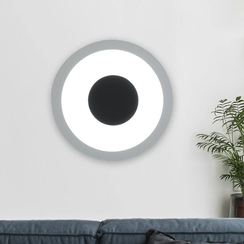 White and Black Circle Sconce Lighting Modernist LED Kunststof glas Wall Mounted Lamp Living Room White