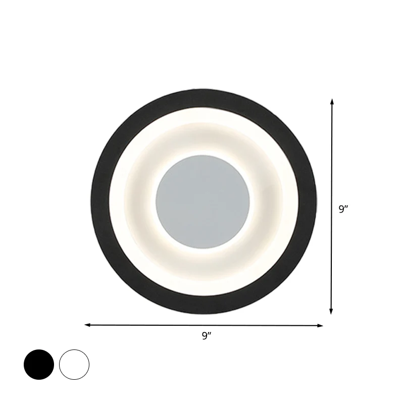 White and Black Circle Sconce Lighting Modernist LED Kunststof glas Wall Mounted Lamp Living Room White
