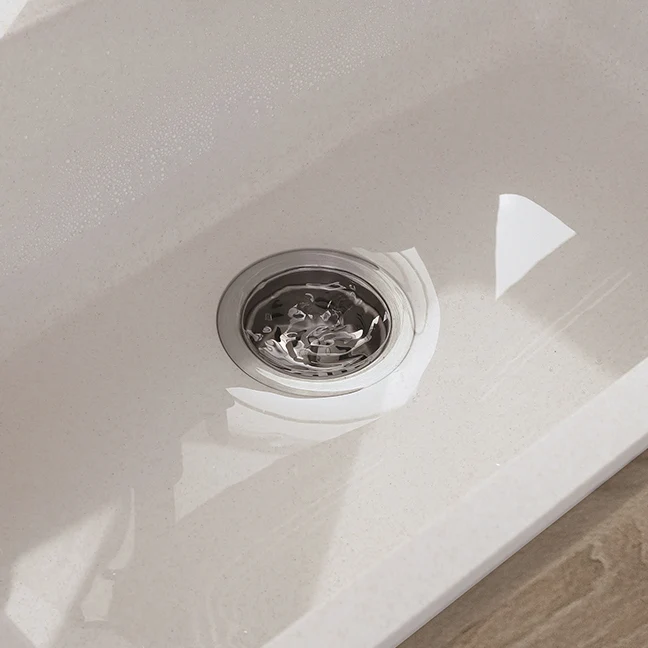White Quartz Kitchen Sink Één Bowl Sink Basket Strainer 21