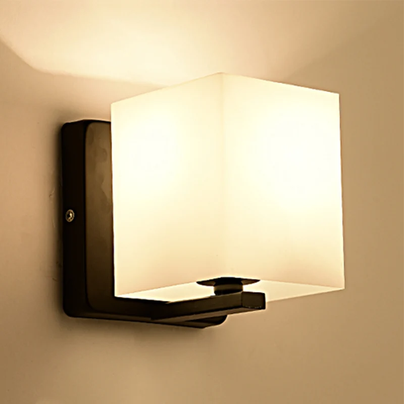 White Shade Sconce Light Black Base 1 Light Contemporain Style Milk Glass Wall Sconce Living Room Black
