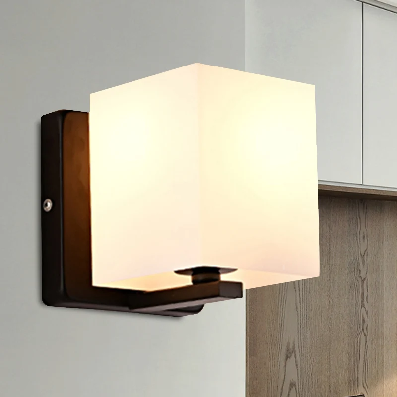White Shade Sconce Light Black Base 1 Light Contemporain Style Milk Glass Wall Sconce Living Room Black