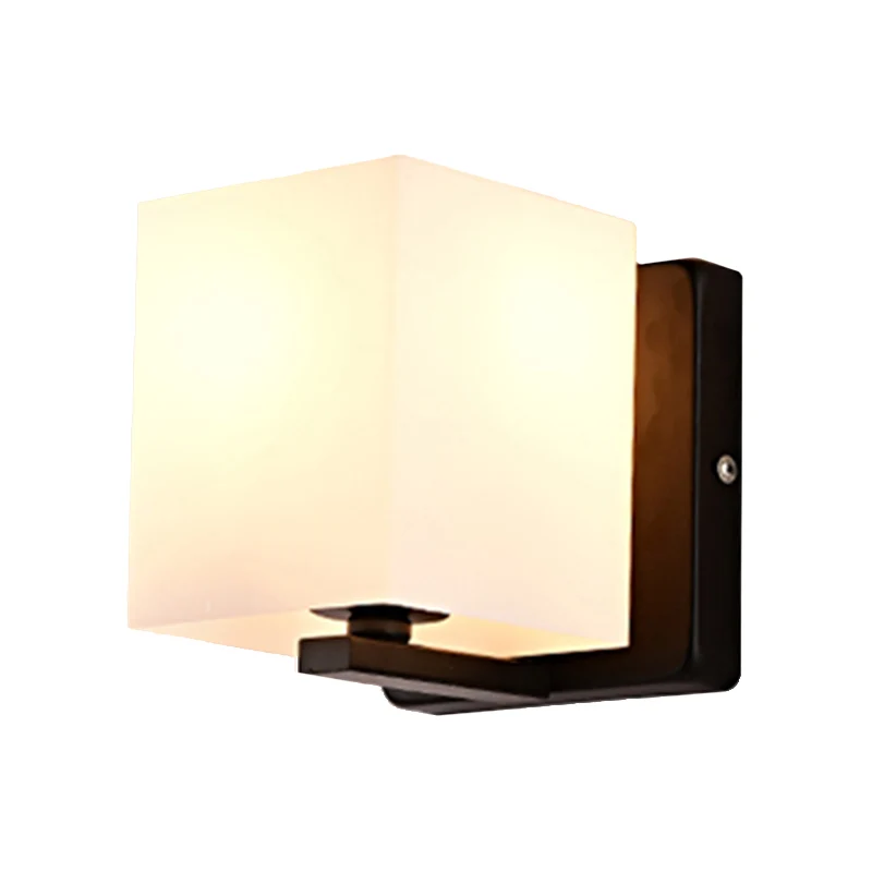 White Shade Sconce Light Black Base 1 Light Contemporain Style Milk Glass Wall Sconce Living Room Black
