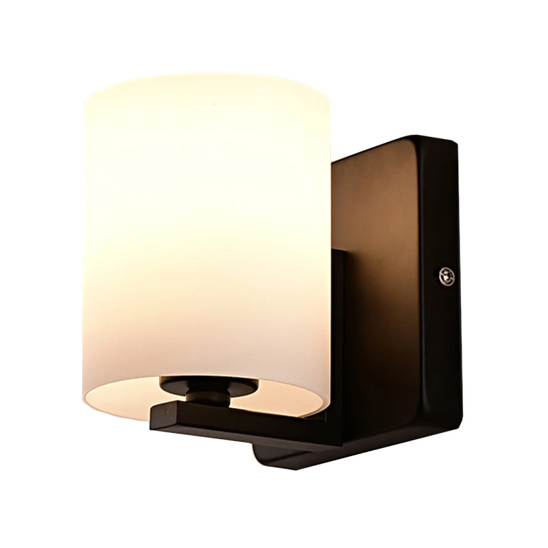 White Shade Sconce Light Black Base 1 Light Contemporain Style Milk Glass Wall Sconce Living Room Black