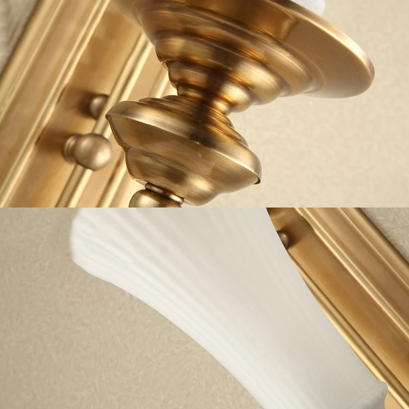 Wide Flare Wall Lamp Traditional Sneeuwwit Glass 1/2 Bulbs Brass Sconce Light Fixture Bedroom Brass