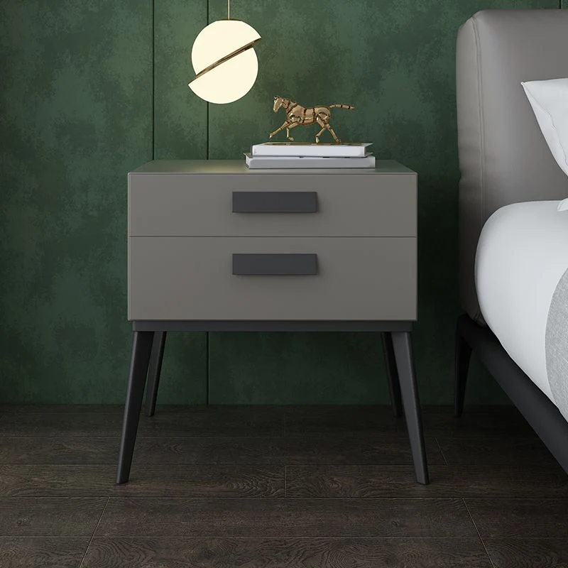 Wooden and Leather Bedside Cabinet Modern Sober Bedside Table Drawers Off