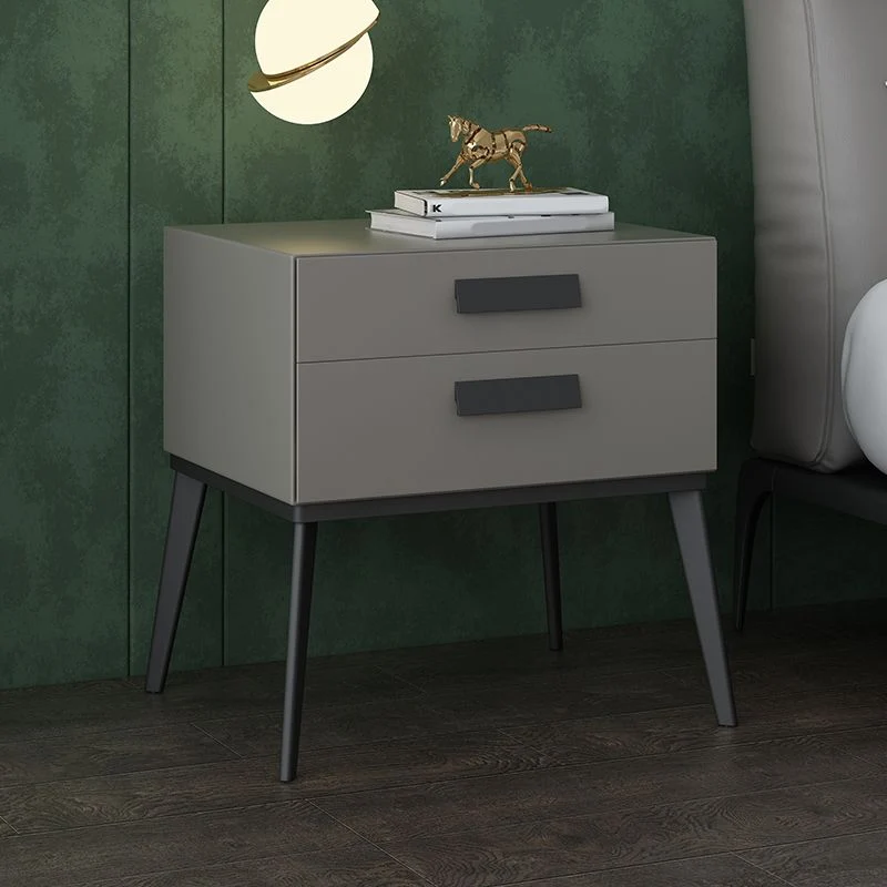Wooden and Leather Bedside Cabinet Modern Sober Bedside Table Drawers Off