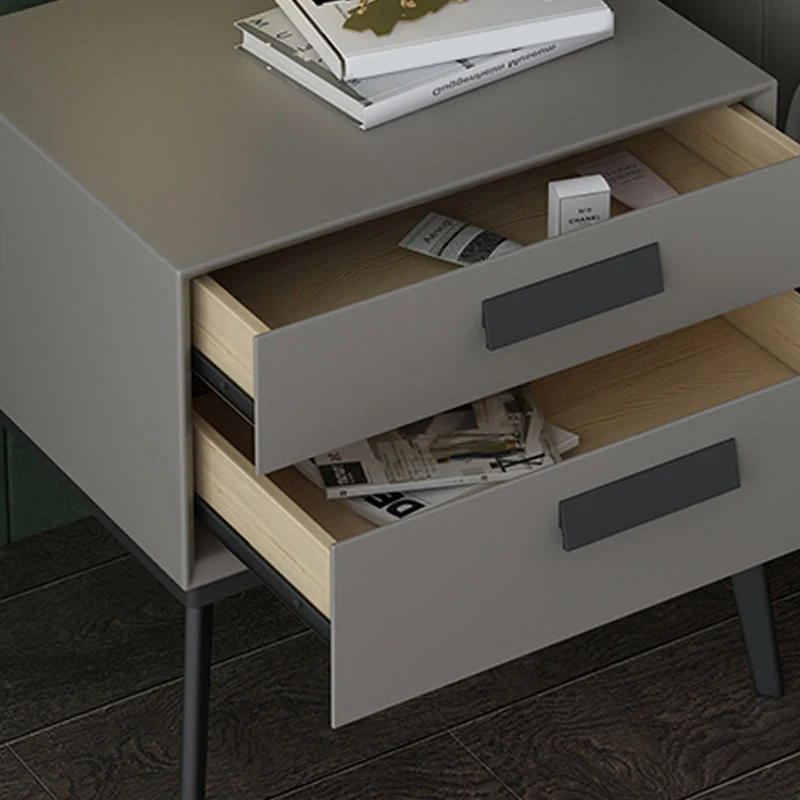 Wooden and Leather Bedside Cabinet Modern Sober Bedside Table Drawers Off