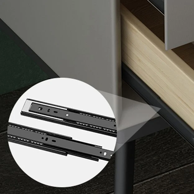 Wooden and Leather Bedside Cabinet Modern Sober Bedside Table Drawers Off