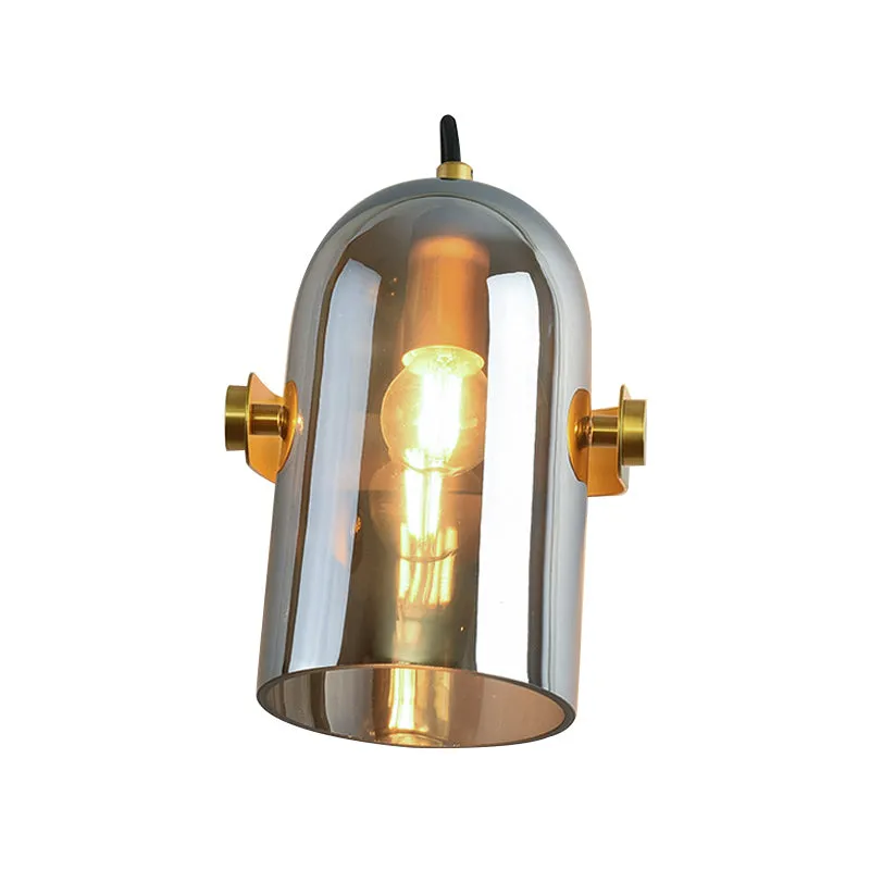 Zwenkbaar Shade Cloche Bedside Sconce Ideas Amber/Smoke Glass 1 Bulb Vintage Wall Mounted Light Amber