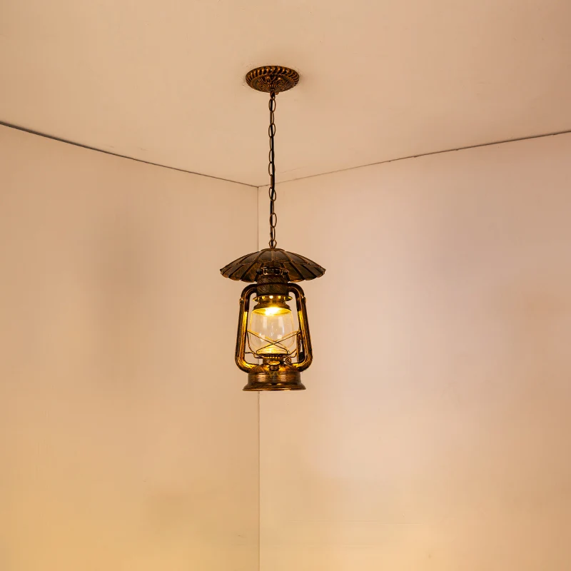 1-kops hanglamp Kustrestaurant Metalen hanglamp met kerosine helderglazen kap messing/koper