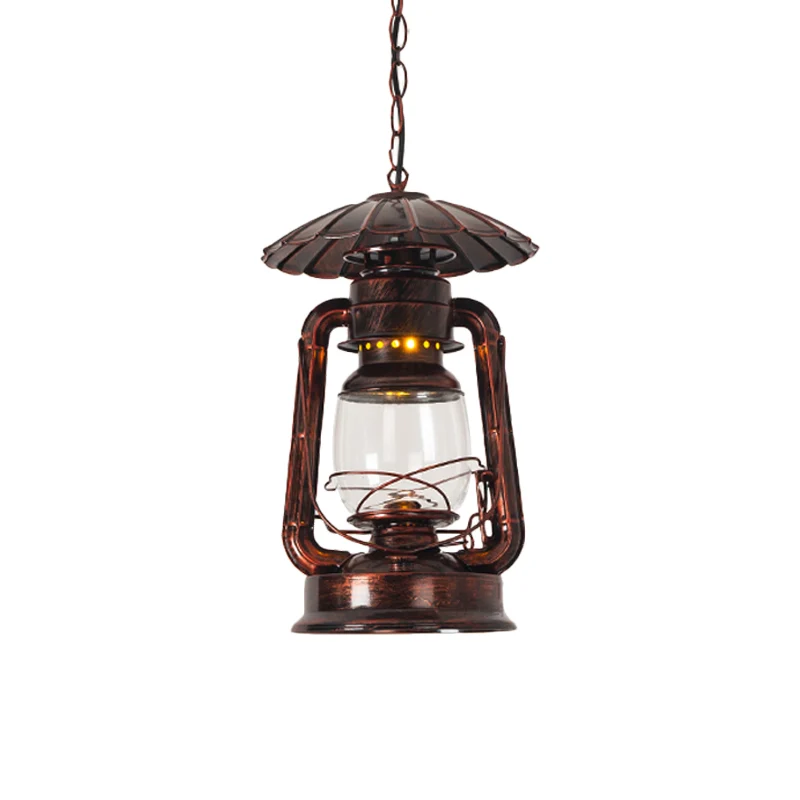 1-kops hanglamp Kustrestaurant Metalen hanglamp met kerosine helderglazen kap messing/koper