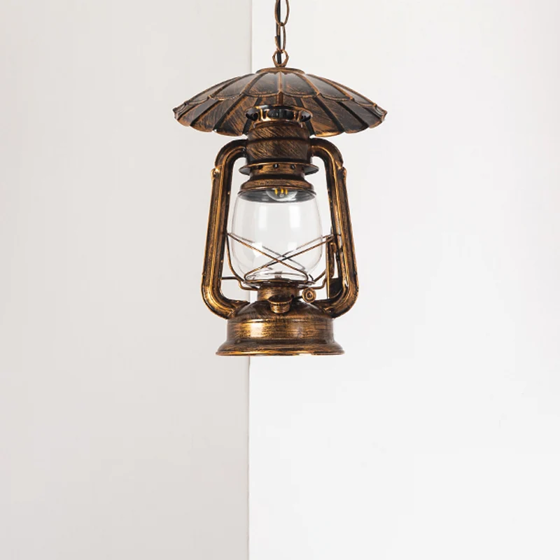 1-kops hanglamp Kustrestaurant Metalen hanglamp met kerosine helderglazen kap messing/koper