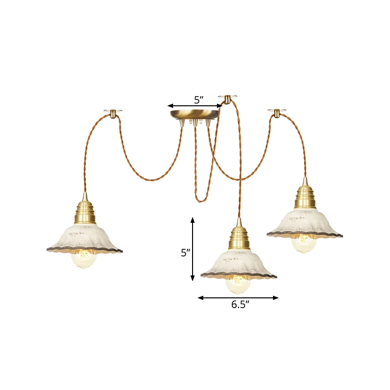 2/4/6 lampen geschulpte multi-lichthanger traditionele gouden keramiek swag hanglampset