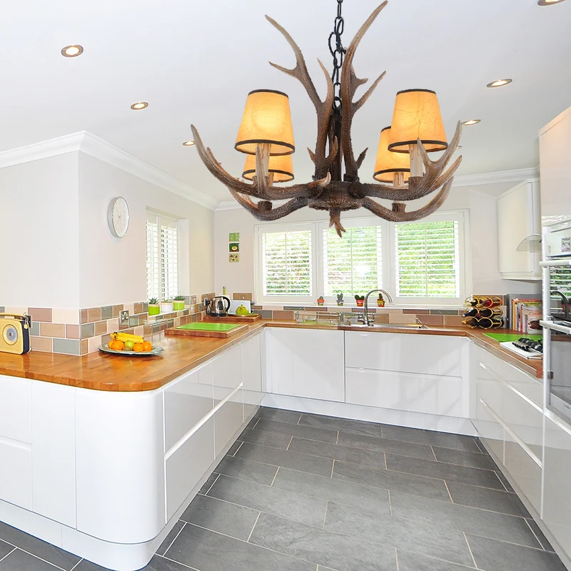 4/6/8-lichts conische kroonluchter zwak traditionele bruine hars ophanging hanger voor keukeneiland