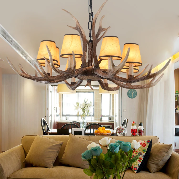 4/6/8-lichts conische kroonluchter zwak traditionele bruine hars ophanging hanger voor keukeneiland