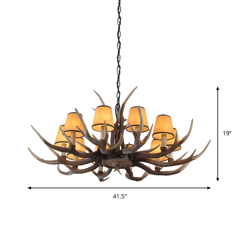 4/6/8-lichts conische kroonluchter zwak traditionele bruine hars ophanging hanger voor keukeneiland