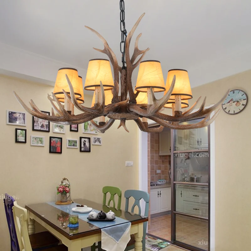 4/6/8-lichts conische kroonluchter zwak traditionele bruine hars ophanging hanger voor keukeneiland