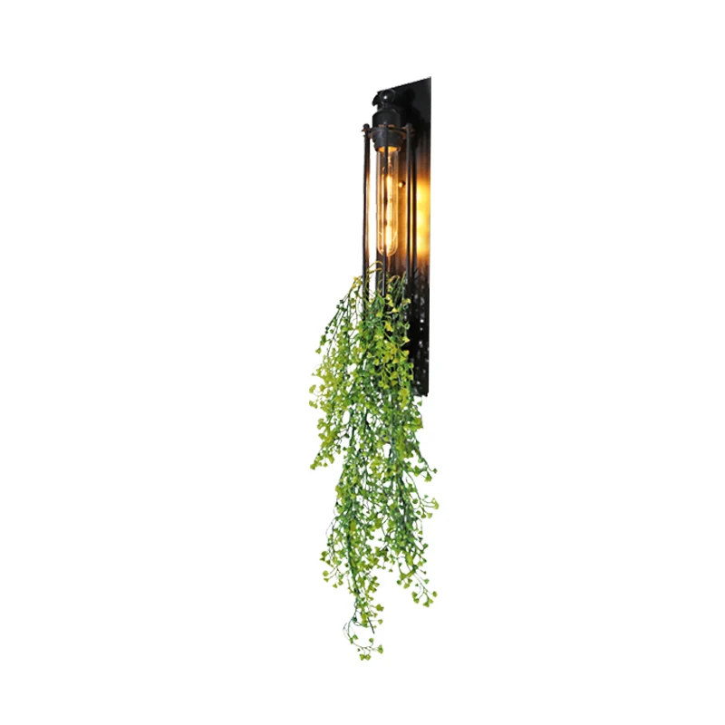 Buisvormige kooi gang wandverlichting boerderij ijzer 1-kops geel en groen/wit/paars en wit wandlamp met kunstbloem