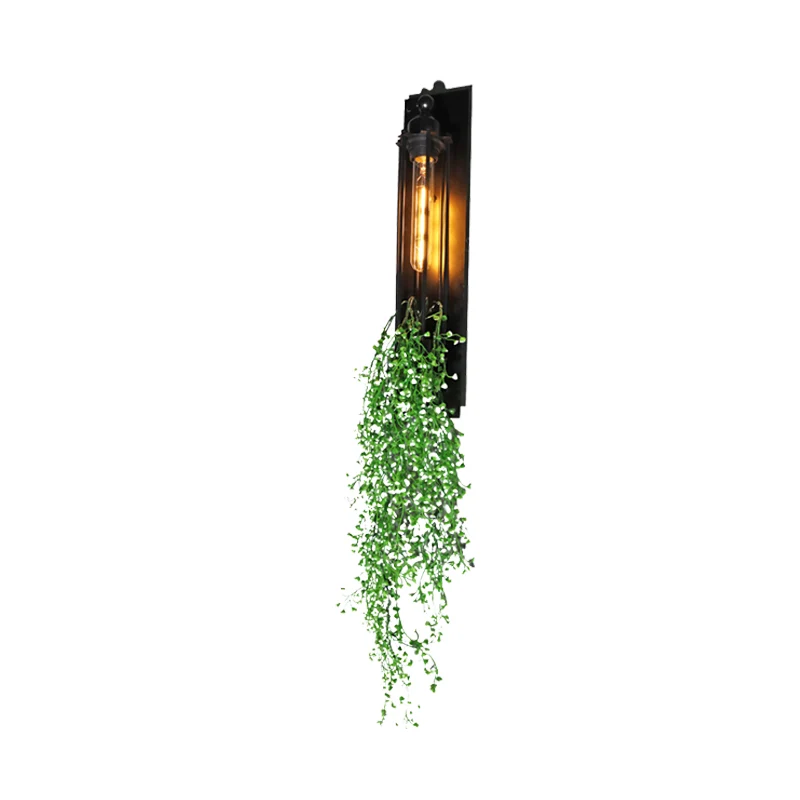 Buisvormige kooi gang wandverlichting boerderij ijzer 1-kops geel en groen/wit/paars en wit wandlamp met kunstbloem