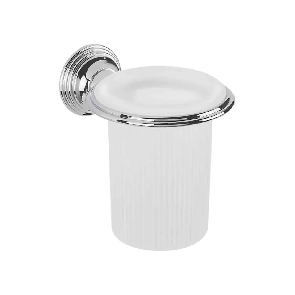 Cup holder chromed brass and mat glass Hermitage collection Colombo Design