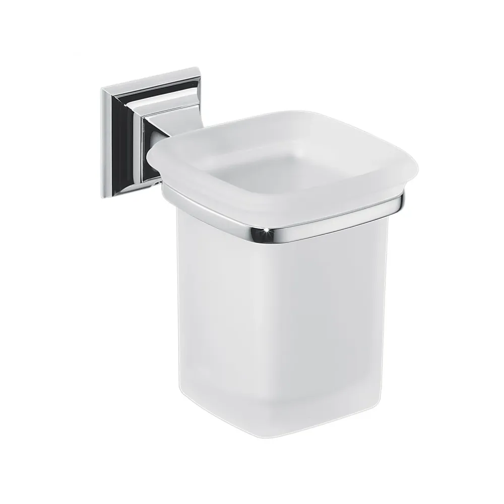 Cup holder chromed geel koper and frosted glass Portofino collection Colombo Design