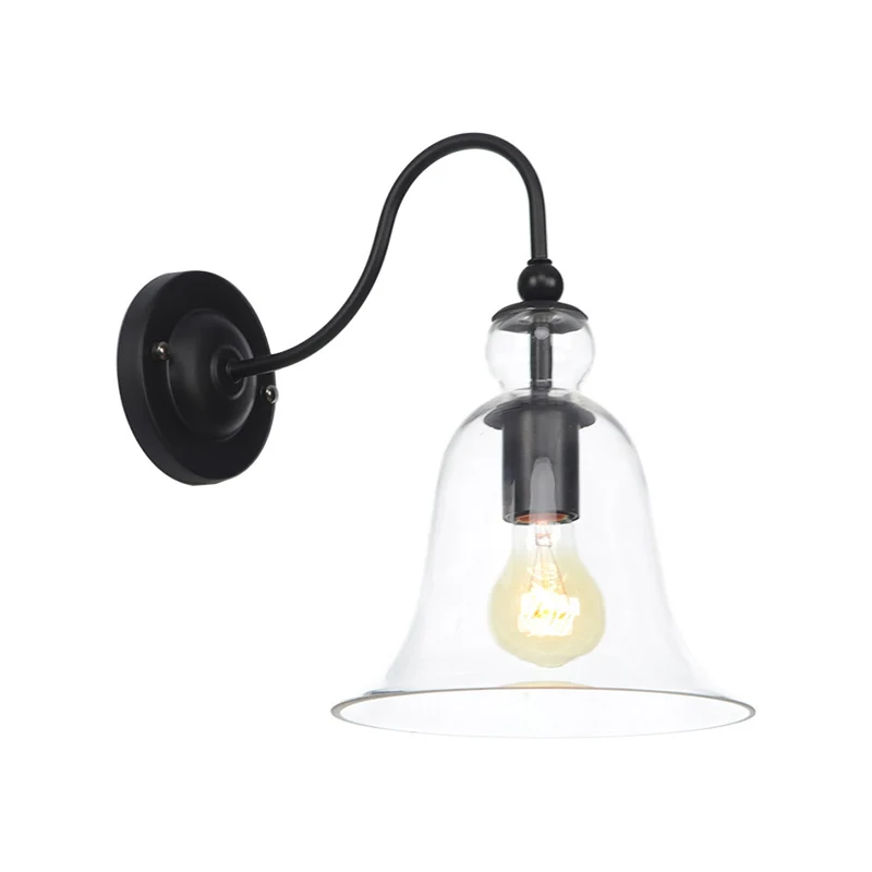 Groen/helder/amber glas Carillon wandlamp Loft 1 lamp woonkamer zwanenhals wandgemonteerde lamp zwart