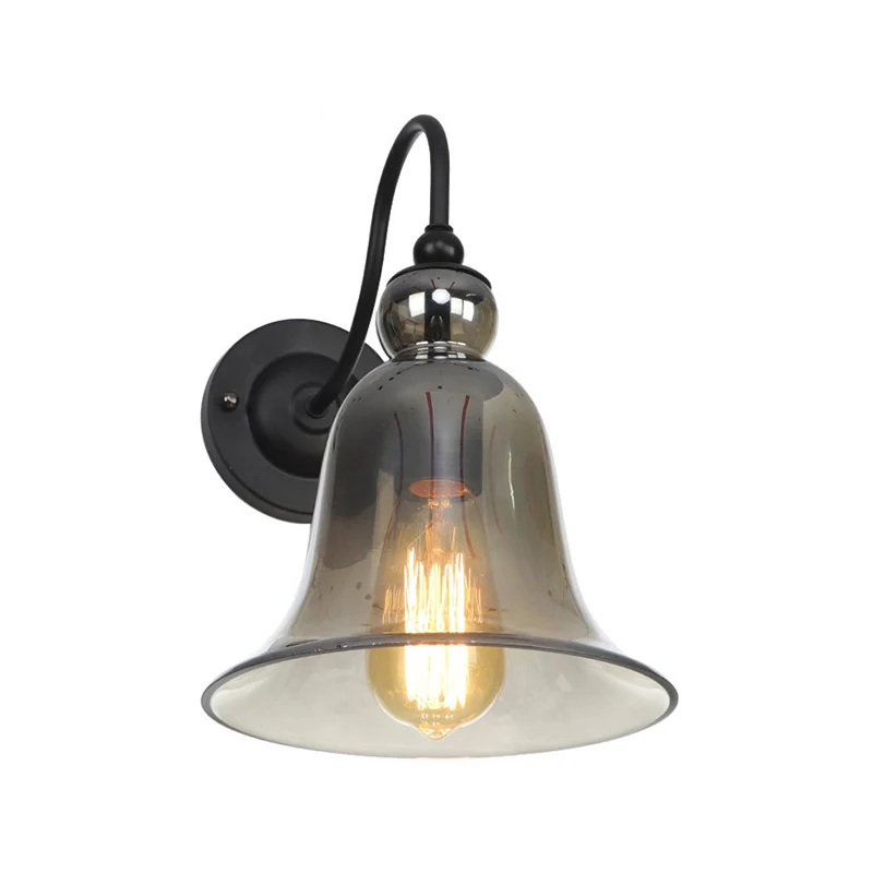Groen/helder/amber glas Carillon wandlamp Loft 1 lamp woonkamer zwanenhals wandgemonteerde lamp zwart