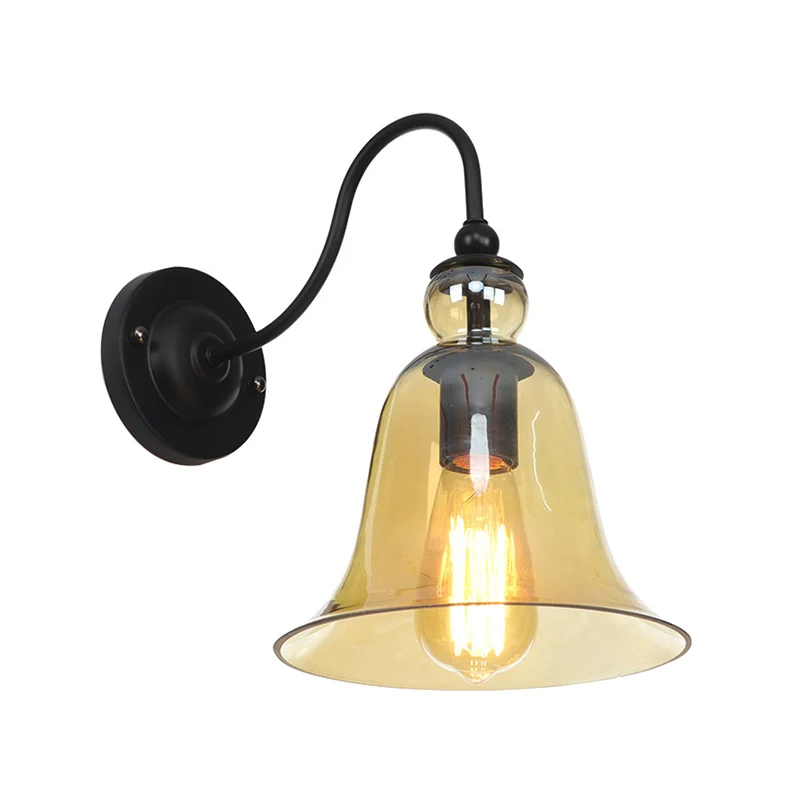 Groen/helder/amber glas Carillon wandlamp Loft 1 lamp woonkamer zwanenhals wandgemonteerde lamp zwart