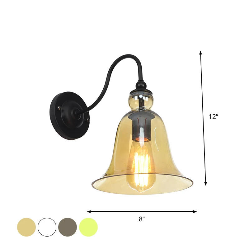 Groen/helder/amber glas Carillon wandlamp Loft 1 lamp woonkamer zwanenhals wandgemonteerde lamp zwart